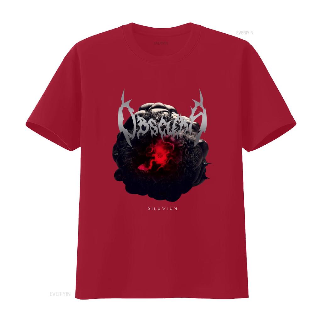 OBSCURA Diluvium Band T Shirt Unique Dark Art Design for Metal Fans Vintage Washed Homme Designer Clothes Top For Everyday Wear