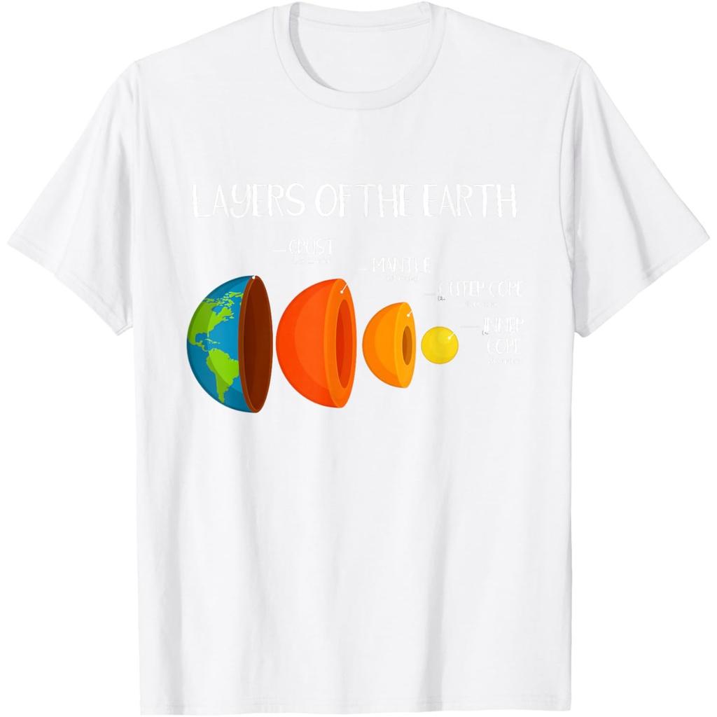 Layers of the Earth Diagram Geology Science Nerd Graphic Tee Casual Short Sleeve T-Shirt