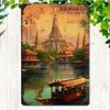 Metal Poster Wall Art Vintage Bangkok Temple Decor 8x12 Inch Waterproof Retro Tin Sign