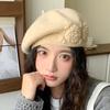 Autumn and Winter Hat Femininity Sweet Headhat Flower Rabbit Velvet Knitted Beret,Winter Hats for Women, Beanies for Women, Hats for Women Winter