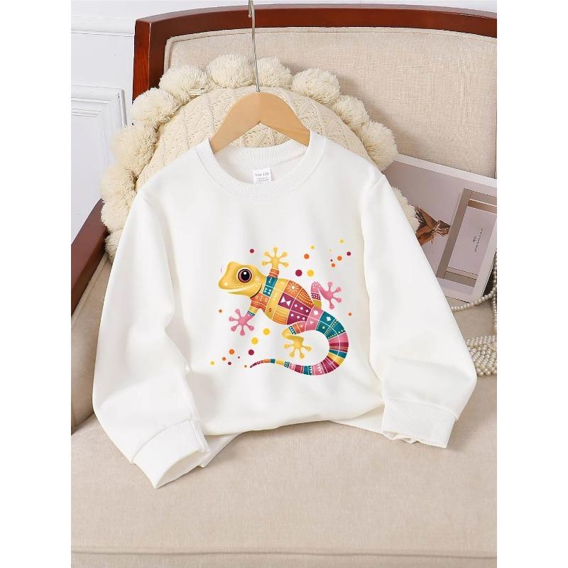 Crewneck Sweatshirt for Girls Featuring a Vibrant Geometric Tribal Design, Suitable for Machine Washing. Ideal for Spring And Autumn