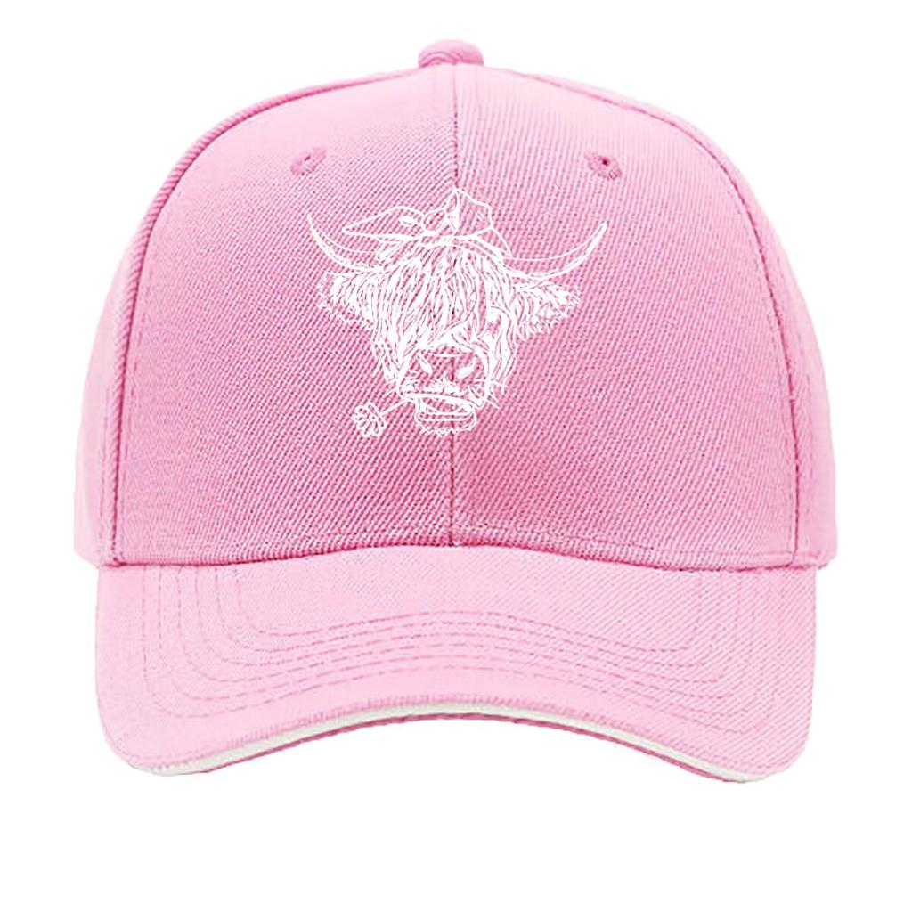 UnisexS Black Baseball Cap with Bull Head Print Stylish Versatile and Trendy Outdoor Hat for Casua Sandwich Baseball Cap