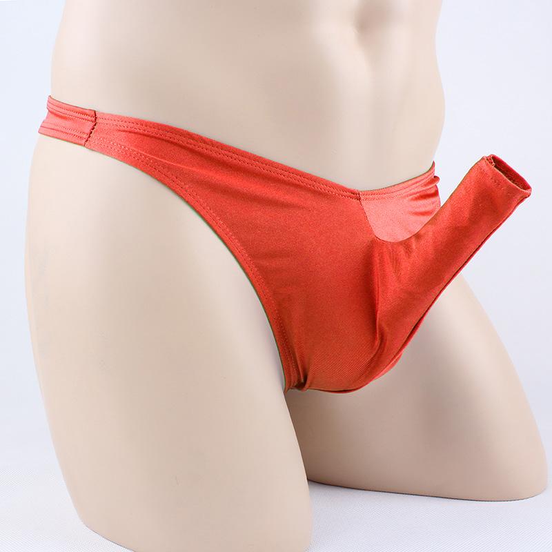 Mens Sex Silky Penis Sleeve Bikini Pouch Panties Men Elephant Nose Briefs Ice Silk Underwear Sexy Big Penis Pouch Panties