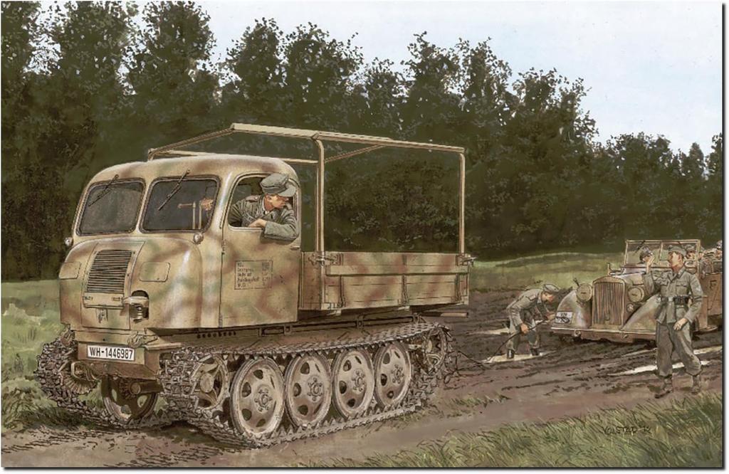 PLATZ Dragon WW2 Немецкий Тип 470 Универсальный Трактор Магическая Гусеница Фигурки Инженеров в Комплекте Роскошный Набор Пластиковая Модель DR6691SP 1/35 RSO/01