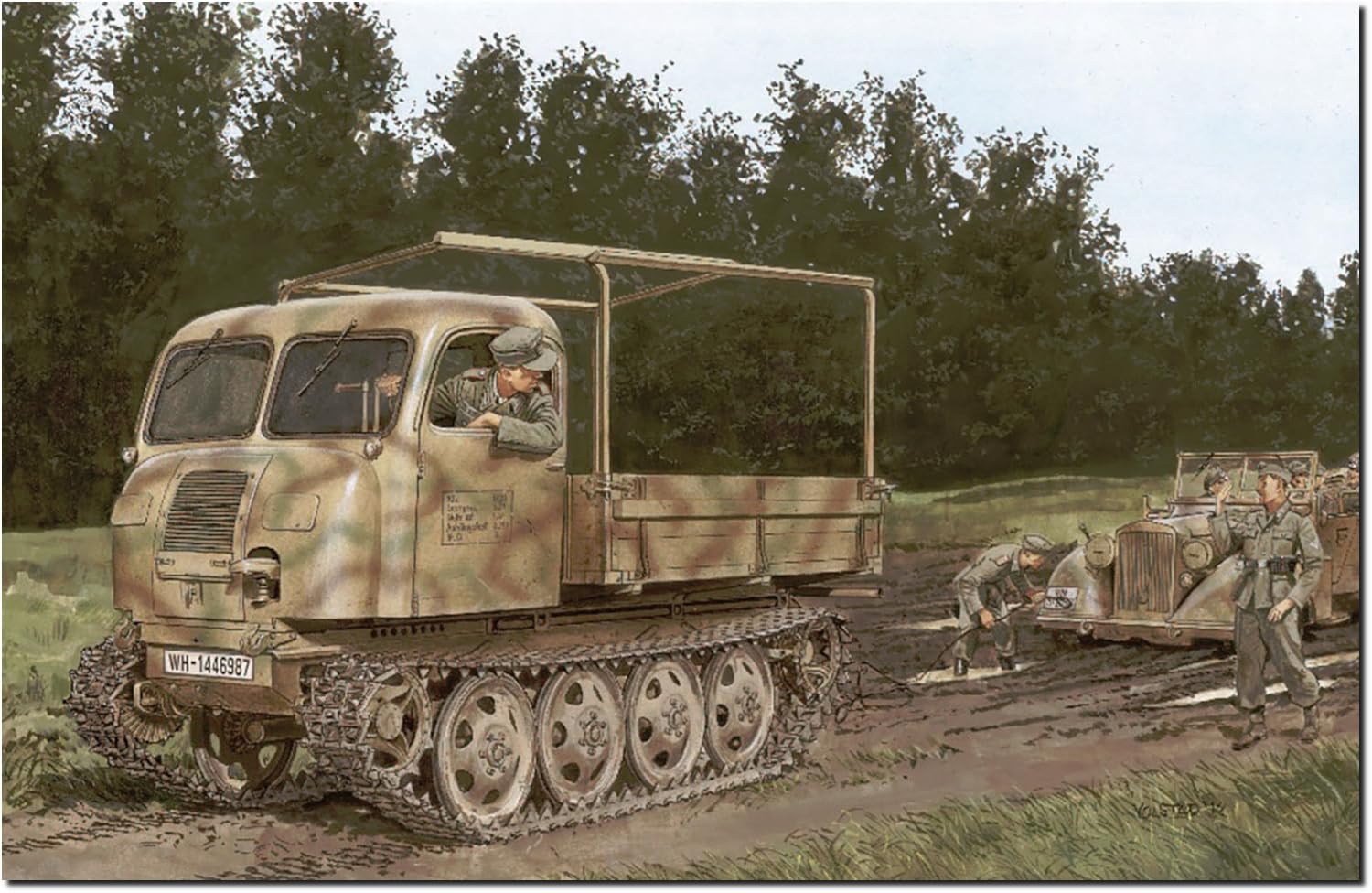 

Platz Dragon Вторая мировая война Немецкий трактор общего назначения Тип 470 Волшебные гусеницы Фигуры инженеров в комплекте Роскошный набор Пластиковая модель DR6691SP 1/35 RSO/01