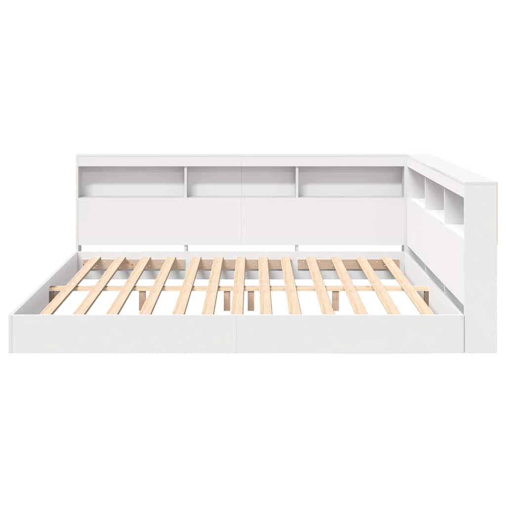 Bookshelf Bed with Headboard White 180 x 200 cm Engineered Wood
