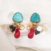 European American Retro Ethnic Style Earrings Za Trend Design Irregular Geometric Resin Beaded Drop Earrings For Women