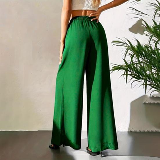 Women Pants Elastic High Waist Wide Leg Loose Fit Casual Trousers Summer Chiffon Long