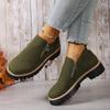 Women's Plus Size Autumn and Winter Beautiful and Versatile Block Heel Suede Side Zipper Fashion Boots