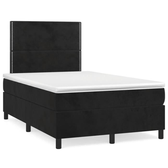 3142955 vidaXL Lit à sommier tapissier avec matelas Noir 120x200 cm Velours