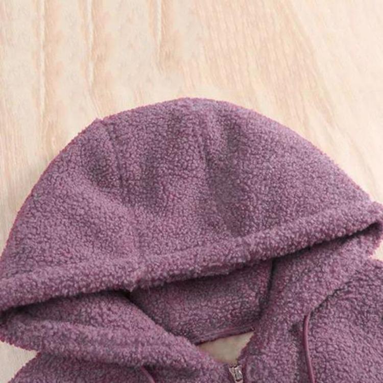 Winter Warm Plush Zipper Cardigan Jacket Women Coat Thick Solid Color Pockets Long Sleeves Loose Outdoor