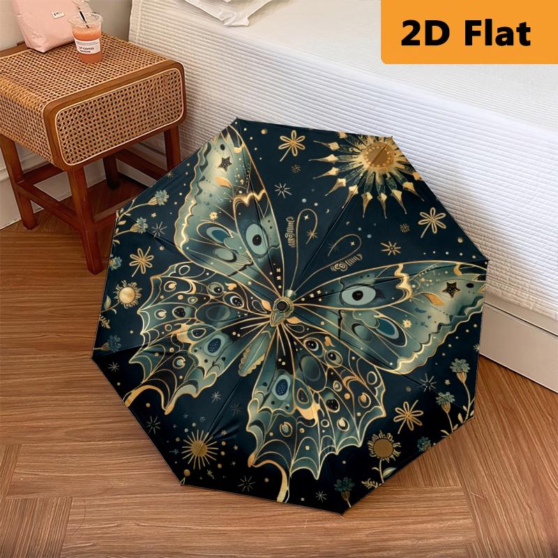 Butterfly Garden Folding Umbrella Durable Travel Gift Three Folds Travel