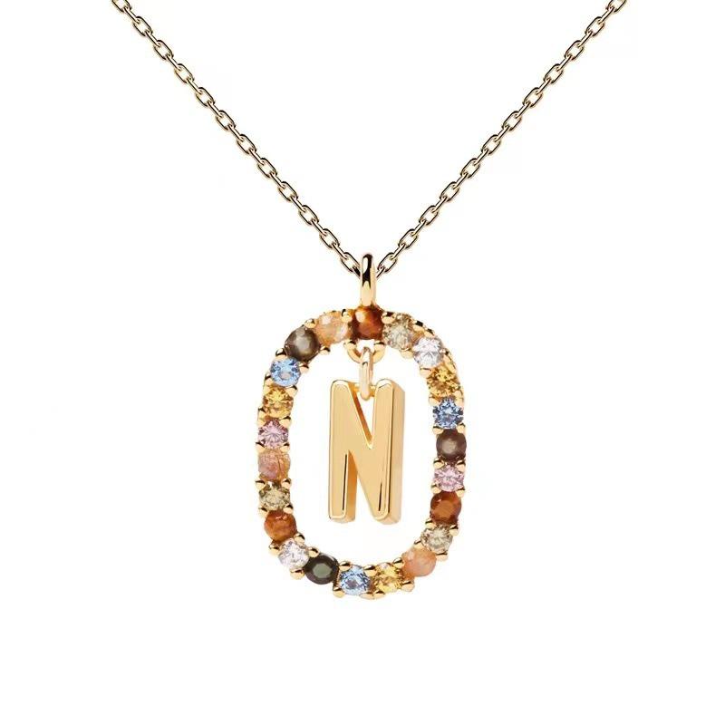 European & American Spanish Zircon Alphabet Necklace - Stylish Clavicle Chain Pendant
