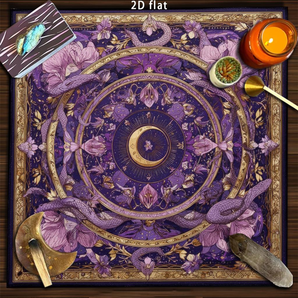 Sacred Geometry Flower of Life Tarot Tablecloth Sun Moon Starry Sky Divination Mat Golden Universe Altar Cloth