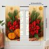 2pcs,2D Plane Printing Popular Curtain Panels Christmas Cozy Wine Pinecone Poinsettia (4) Versatile Polyester (without Rod)