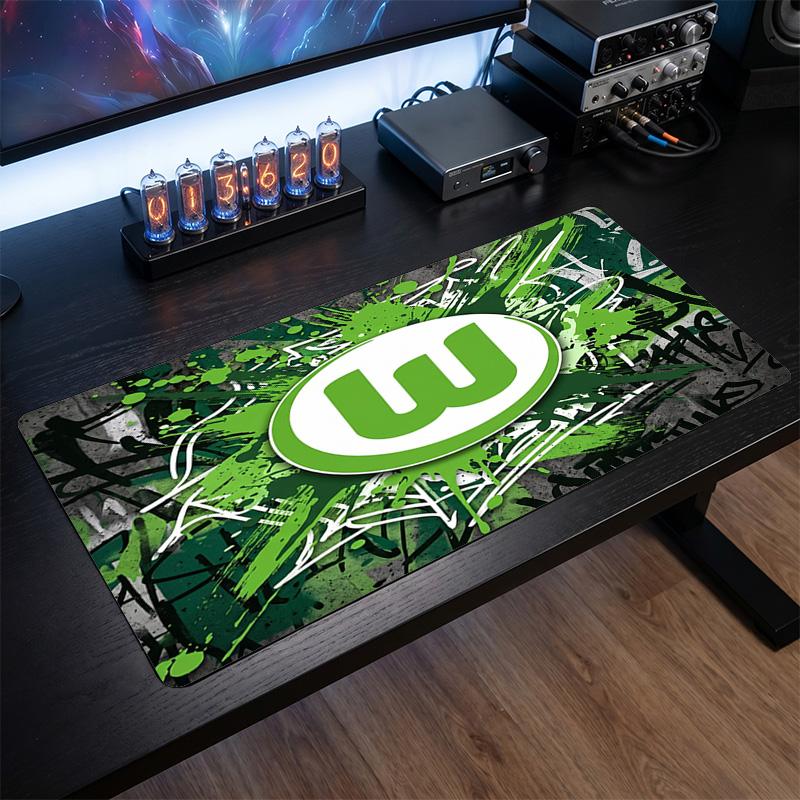 VfL Wolfsburg FC Themenmuster Mauspads, Fußball Logo Design XXL Gaming Schreibtischmatte Rutschfeste Computer-Mauspad