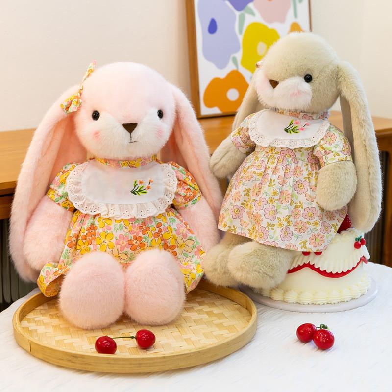 Plush Bunny Toy With Floral Dress For Kids Gift And Collectors