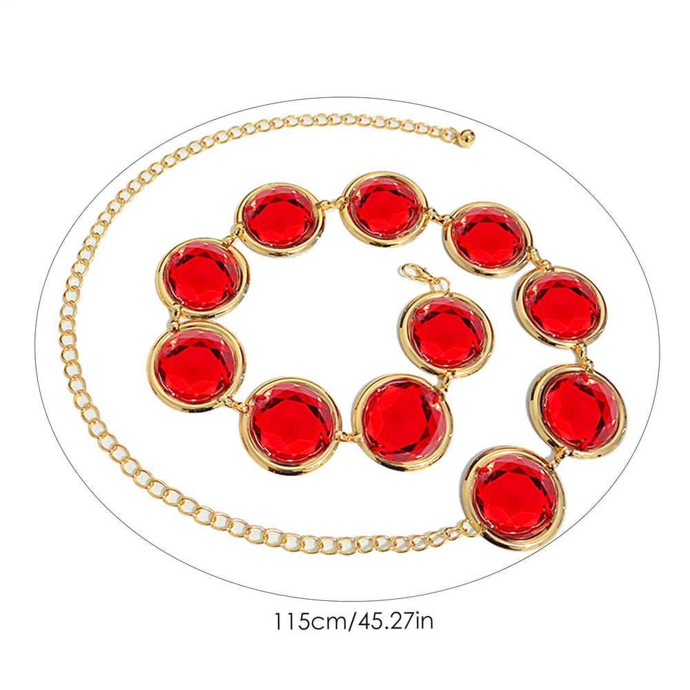 

Women Cosplay Waist Belt Cosplay Stone Chain for Women Red Stone Chain Adjustable Costumes Props Costume Accessories