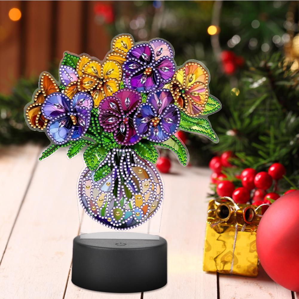 Acrylic Double Sided Vase Decorative DIY 5D Diamond Lamp Diamond Painting Night Light Diamond Art Light Ornaments for Art Crafts
