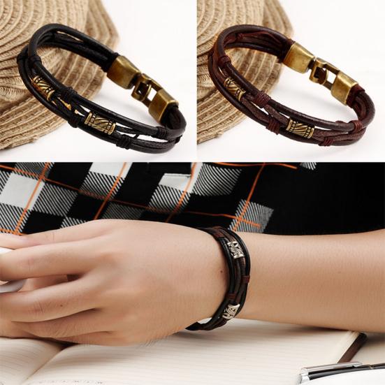 Vintage Men's Women's Faux Leather Multilayer Bracelet Bangle Wristband Jewelry
