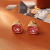 Orecchini a Bottone in Zircone Rosso Raffinati: Rame placcato oro di alta gamma in stile dolce e cool