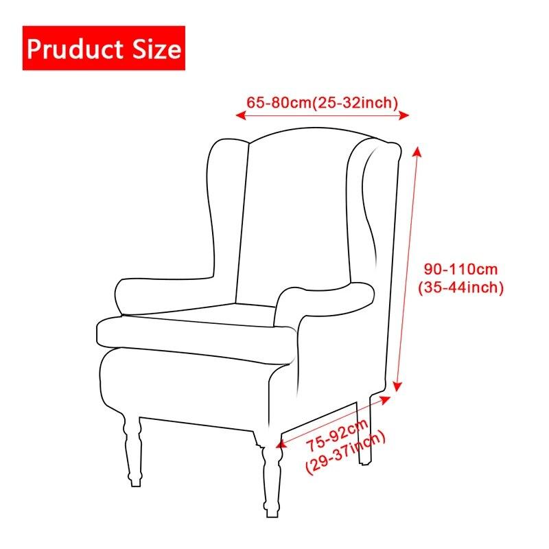 Solid Color Sloping Arm King Back Chair Cover Elastic Armchair Wingback Wing Sofa Back Chair Cover Stretch Protector Slipcover
