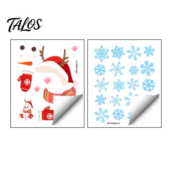Removable Party Decals Christmas Window Clings, Cartoon Antlers Snowman Wall Stickers, Waterproof PVC Supplies Decorative for Home Glass Windows