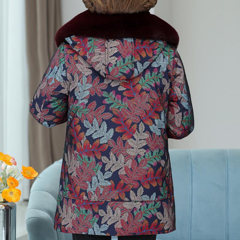 Middle Age Women's Down Jackets Winter Vintage Parkas Fur Collar Liner Detachable Plus Size Elegant Thick Warm Down Coats Woman Outerwears