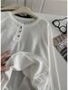 Damen Plus Size Koreanischer Stil Henley-Kragen Langarm Baumwoll-T-Shirt, 240 Jin, Figurschmeichelnder Schnitt, Einfarbige Basis Schicht