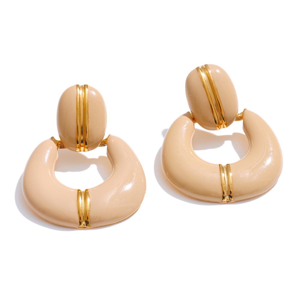Eetit Delicate Enamel Geometric Drop Classic Fashion Statement Earrings for Women Stainless Steel Daily Attractive Jewelry Gift