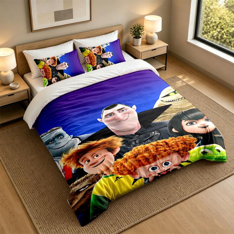 Set Biancheria da Letto 3 Pezzi Hotel Transylvania Lenzuolo Morbido e Due Federe Decorazione Camera da Letto Casa