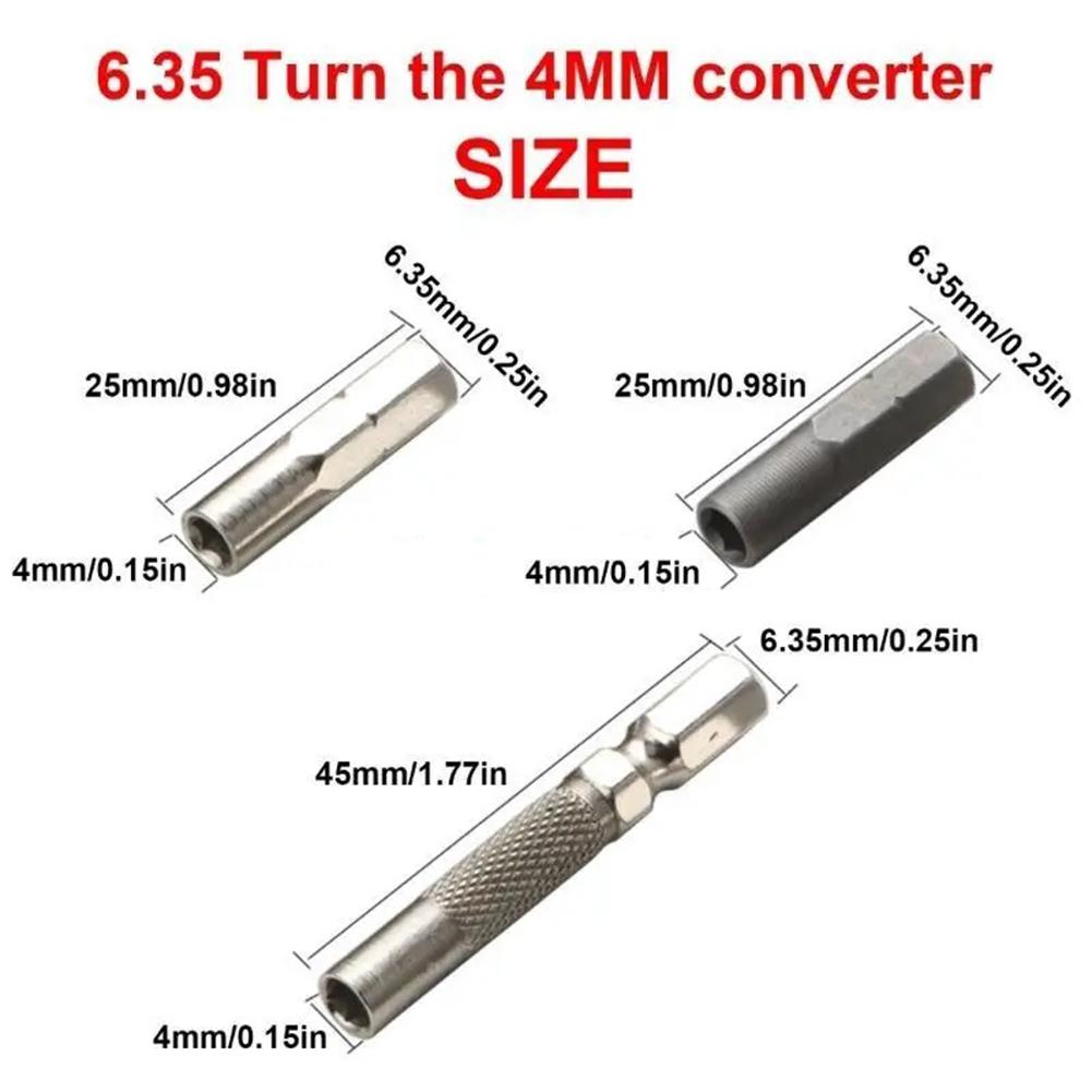 6pcs Bit Adapter 1/4" Hex To 4mm Socket Adapter Screwdriver Bit Holder For Hex Shank Electric Screwdriver Socket Tools