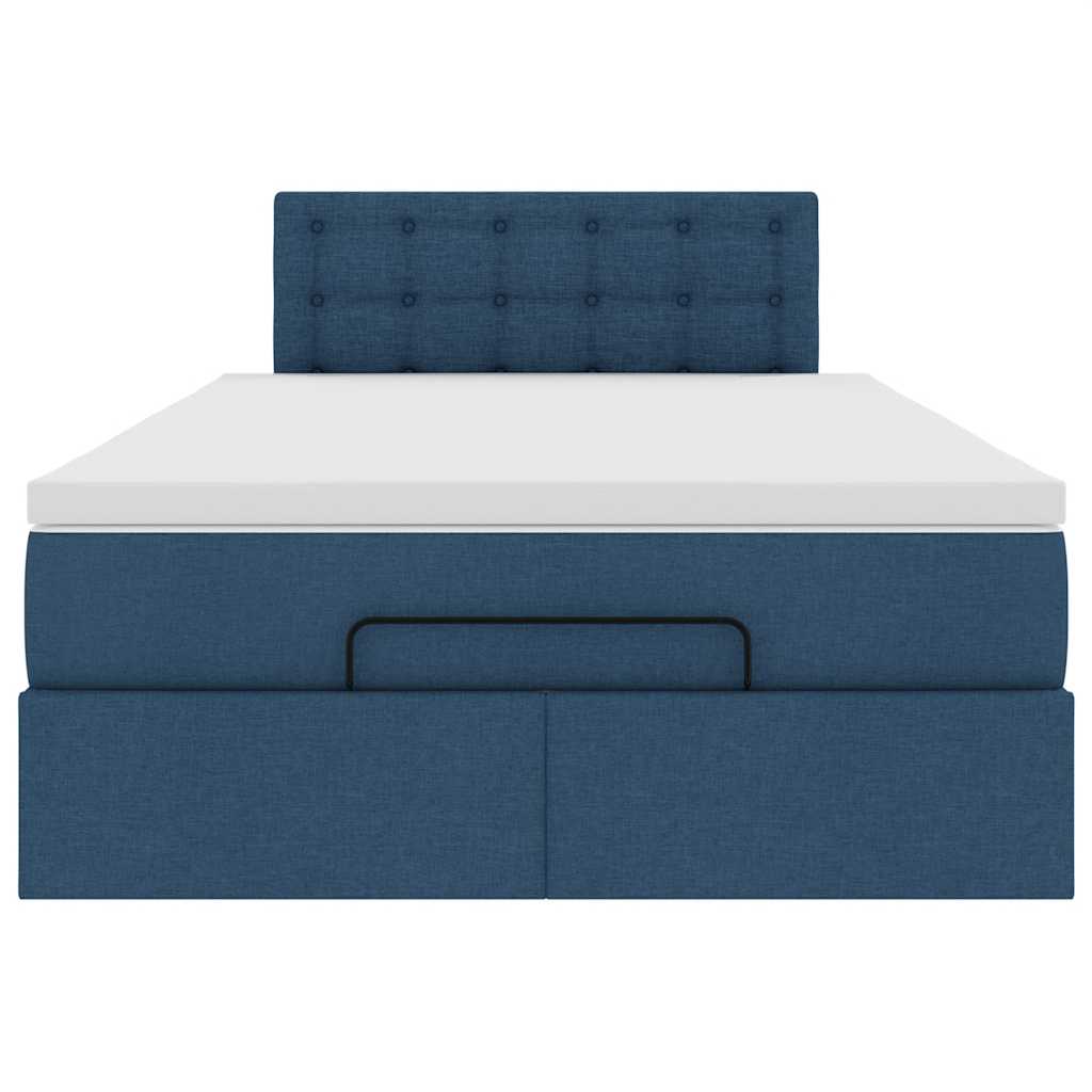 Vidaxl Ottomanen-Bettgestell Mit Matratze, Blau, 120X190 Cm, Stoff