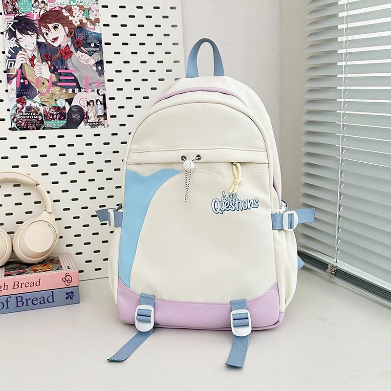 Sac d'école étudiant couleur contrastée Filles Sac à dos de campus Sac à dos pour ordinateur