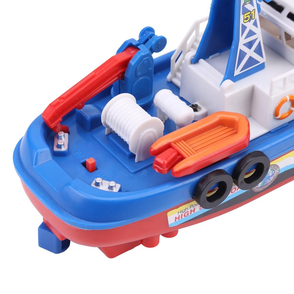 Automatic Electric Fireboat Toy with Sound Flash Light, Spraying Ship Model for Kids Bathtub Pool Beach or Lake