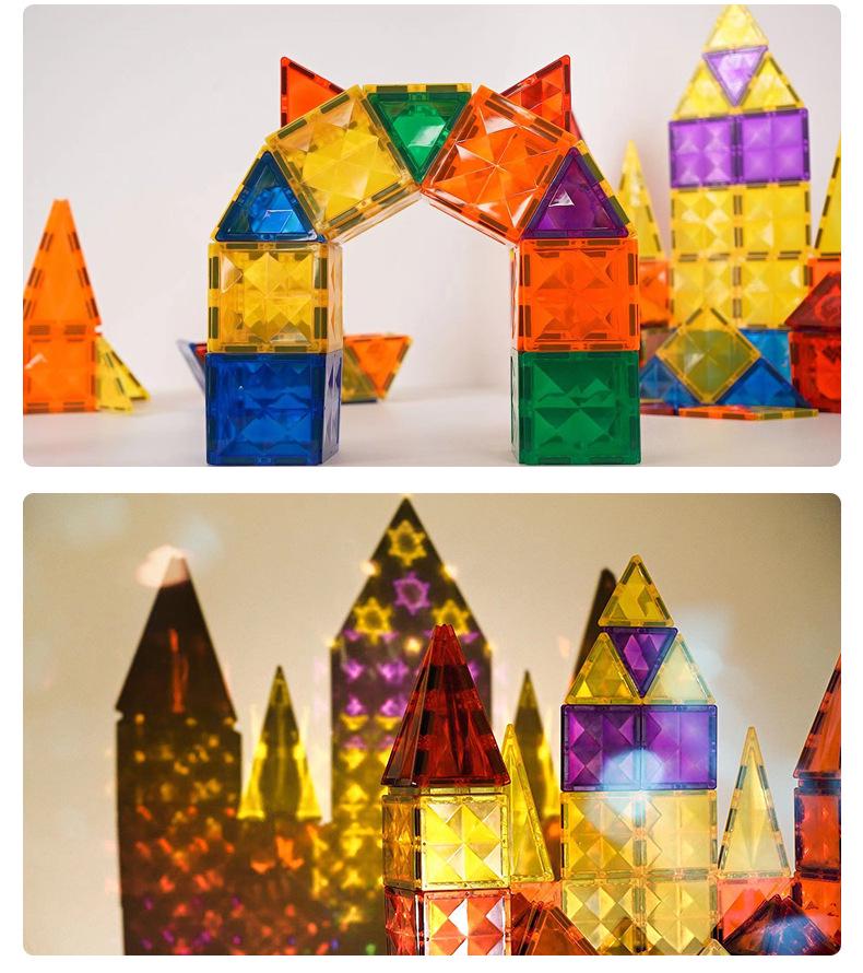 Diamond Surface Magnetic Tiles: Children's Educational Building Blocks & Jigsaw Puzzle Set