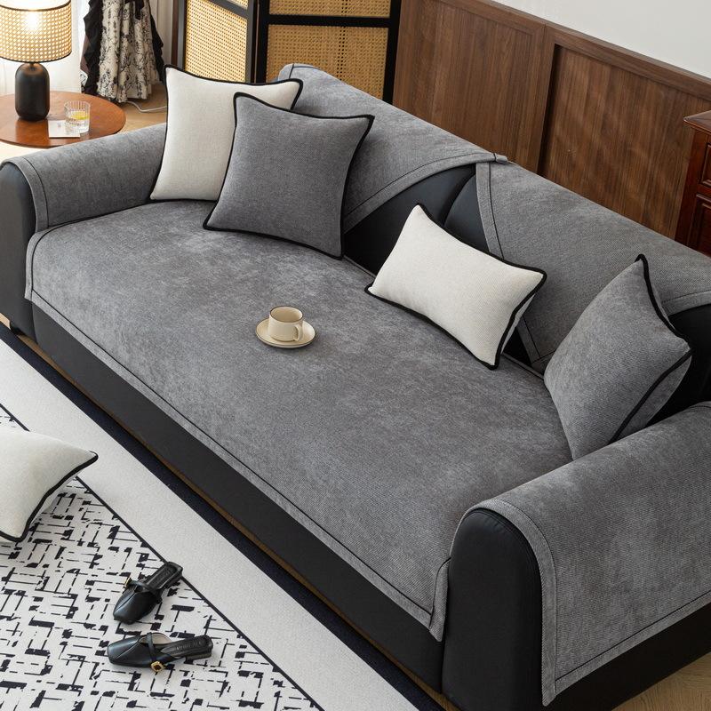 Sofa cushion universal in all seasons, new light luxury high-end non-slip leather sofa cushion, chenille sofa cover towel