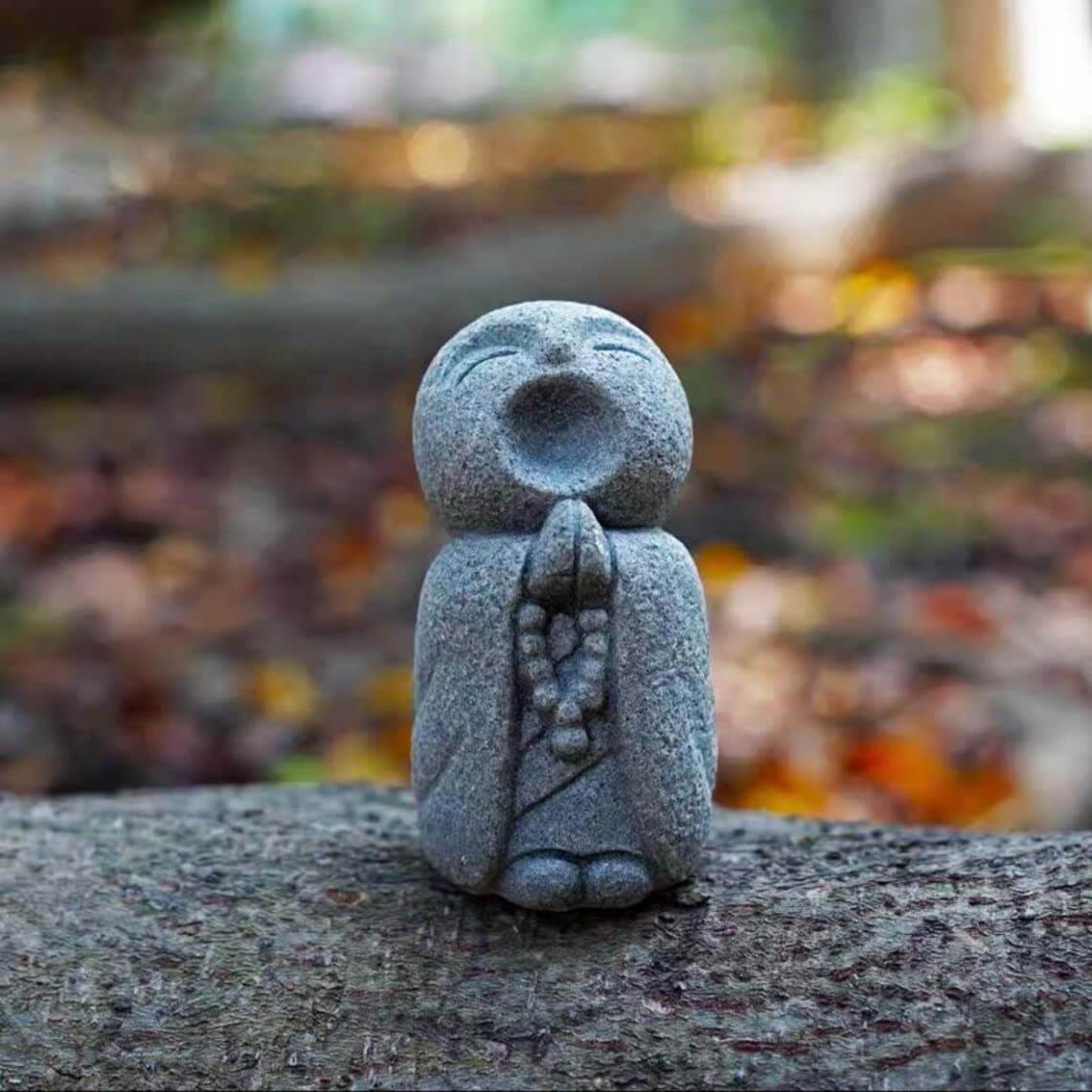 

RemeeHi Jizo Statue Set, a Soothing and Cute Small Figurine, a Jizo Guardian Deity, Made of Granite, Perfect for Wishing Happiness and Good Fortune,