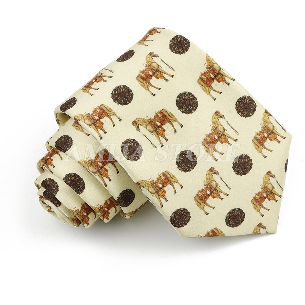 Krawaty Męskie Vintage Imitacja Jedwabiu Graffiti Krawat Panda Koń Malarstwo Krawat Dla Mężczyzn Ślub Biznes Miękki Nadruk Krawat Weddi