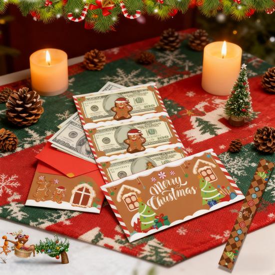 Vánoční červená obálka držák na peníze se 6 přihrádkami DIY sváteční krabička na hotovostní karty překvapení držák na vánoční dárkovou kartu