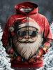 Unisex Santa Claus Christmas 3D Print Oversized Hoodie Casual Pullover Sweatshirt