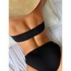 Sexy Solid Floral Strapless Bikini 2 Piece Set Women Split Swimsuit Beach New Summer Swimwear Bikinis Set