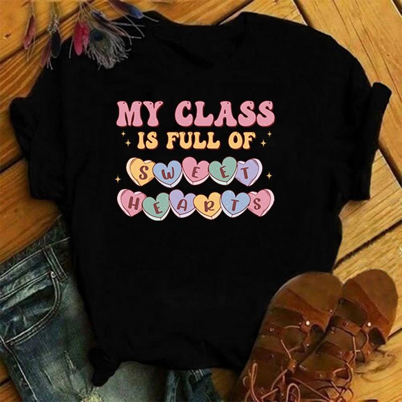 Hot Meine Klasse ist voller Lieblinge Aufdruck T-Shirt Locker Kurzarm Harajuku Casual Oberteile Damen Herren T-Shirt