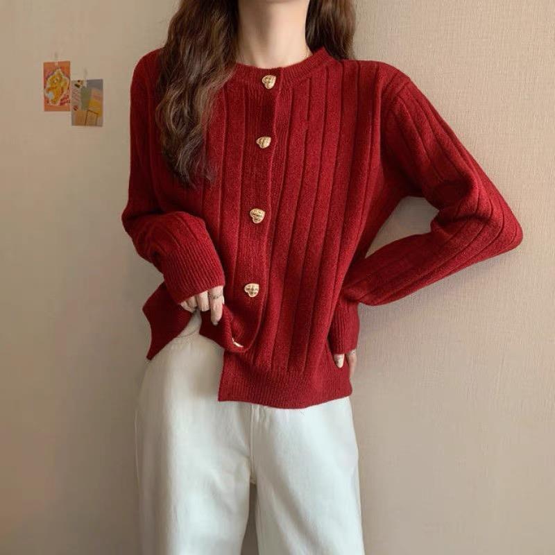 Women's Lazy Style Japanese-Style Cardigan Knit Sweater Autumn Winter Loose Short Outer Jacket Undershirt Top