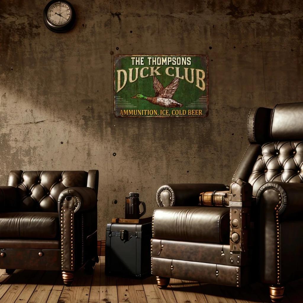Custom Duck Hunting Club Metal Sign Vintage Wall Art Decor Waterproof Dustproof Home Bar Man Cave Decoration