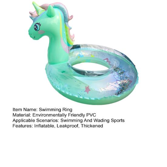 Cartoon Horse Swim Ring with Seat Handle Kids Inflatable Thickened PVC