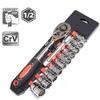 12PCS 1/2 Inch Socket Wrench Set Metric Impact Sockets Ratchet Spanner Tools Kit for Car Repair, Garage & Workshop