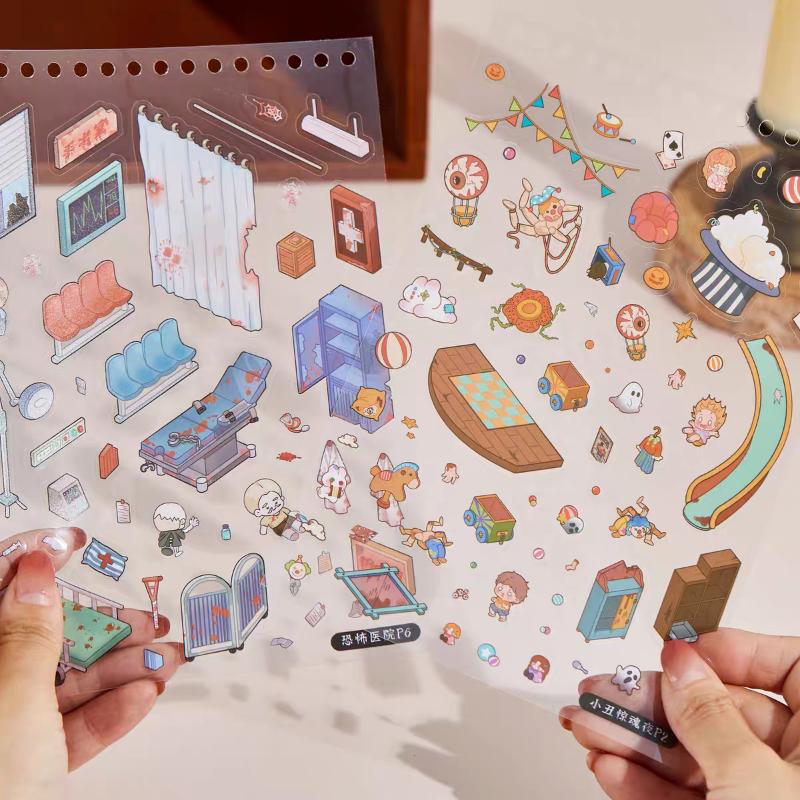 Guka 5.0 Slightly Thrilling Scenery Making Sticker Collection Book Halloween Gift Micro 3D Stereo Cottage Handmade Stickers