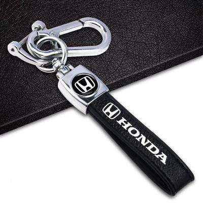 Leather Car Emblem Key Chain Ring Keyring Sticker For Civic Xrv Hrv Crv Brv City Accord Fit Jazz Insight Accessories JS1