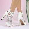 Elegant Waterproof Mesh Lace Platform High Heels